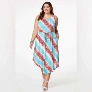 Cato | Plus Size Asymmetrical Tie Dye Dress Various Sizes Available